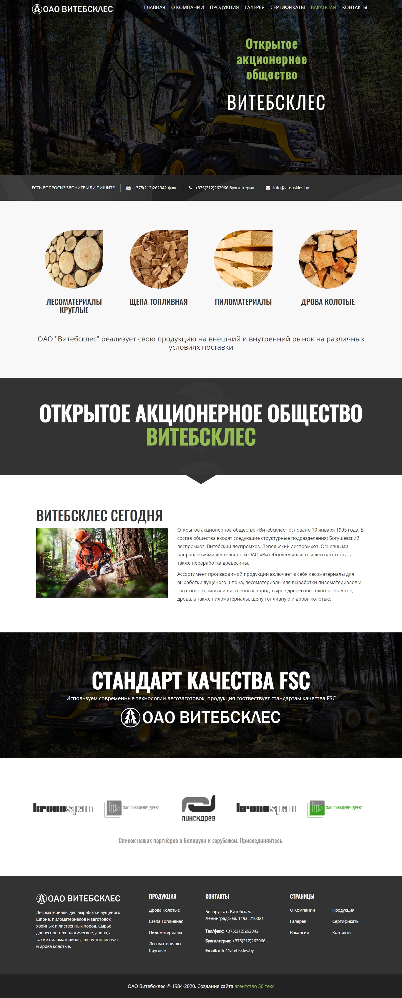 Создание корпоративного сайта для ОАО Витебсклес - разработка дизайна